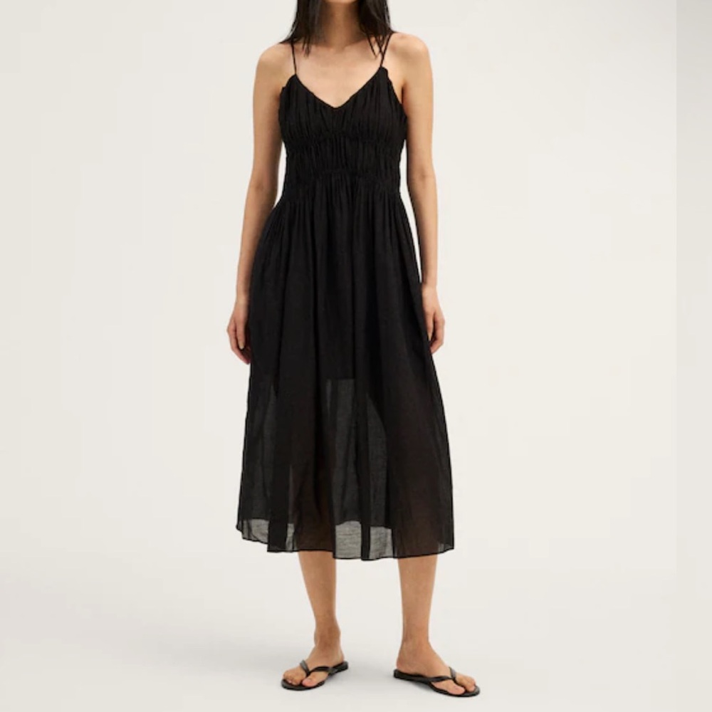 Madewell Ruched V-Neck Sleeveless Maxi Dress
